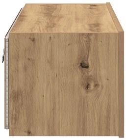 Armário de TV vidaXL com luzes LED Carvalho Artesanal 80x35x31 cm