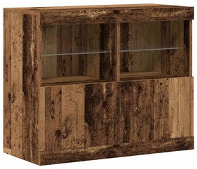Aparador com Luzes LED Madeira Velha 81x37x67 cm