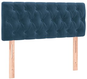 Cama boxspring com colchão 120x190 cm veludo azul-escuro