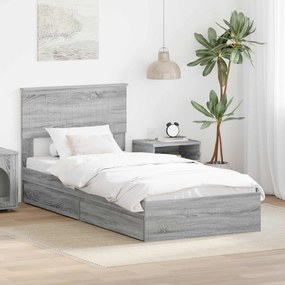 vidaXL Cama com Armazenamento com cabeceira Cinza Sonoma 90 x 200 cm