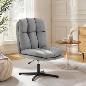 Poltrona de Sala Poltrona Giratória 360° Poltrona Relax com Altura Ajustável Assento Largo 63x75x92-102 cm Cinza Claro