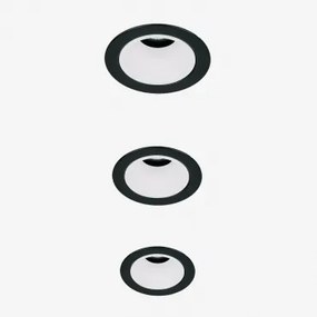 Pack De 3 Downlights Led Embutidos Com Molduras Redondas Ø5 Cm Em Alumínio Luisiana Preto - Branco & Branco 3000k & 3 W & 19º - Sklum