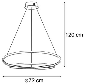 Candeeiro de suspensão de design dourado de 72 cm com LED regulável - Rowan Design