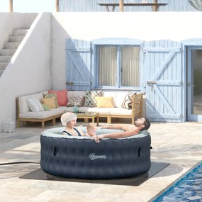 Outsunny SPA Insuflável Redondo para 4-6 Pessoas 950L Jacuzzi Insuflável Ø195x68cm com 108 Jatos de Massagem Aquecimento Controle Remoto Filtro e