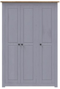 Roupeiro com 3 portas cinzento 118x50x171,5 cm pinho Panamá