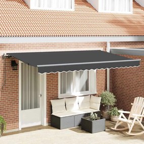 vidaXL Toldo Retrátil Manual Antracite 3.5 x 2 m Poliéster e Metal