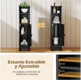 Armário de casa de banho  20 x 18 x 80 cm pequeno com porta e prateleiras ajustáveis para casa de banho 20 x 18 x 80 cm Preto
