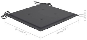 Cadeiras de jantar p/ jardim c/ almofadões 3 pcs acácia maciça