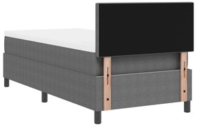Cama Box Spring com Colchão e Luz LED Cinza 90x200 cm Tecido Cotelê