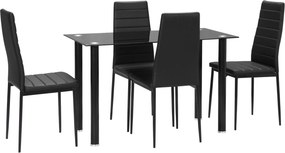 HOMCOM Conjunto de jantar 5 peças Mesa com 4 cadeiras, design moderno, mesa de vidro, Preto | Aosom Portugal