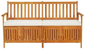 Banco de arrumação c/ almofadão 170 cm madeira de acácia maciça