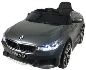 Carro Elétrico infantil BMW 6 GT 12v, módulo de música, banco em pele, pneus de borracha EVA Cinzento