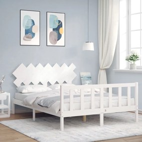Estrutura de cama King Size com cabeceira madeira maciça branco