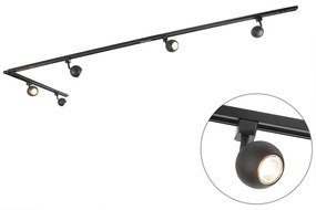 LED Sistema de calhas inteligente preto monofásico com 5 GU10 WiFi - Gissi Moderno