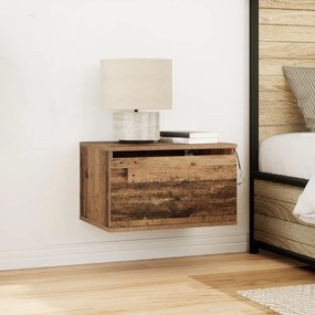 Criados-mudos vidaXL com luzes LED 2 pcs parede montada madeira velha