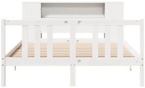 Cama com estante sem colchão 140x200 cm pinho maciço branco