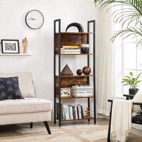 Estante sala, escritorio de 5 prateleiras 62 x 24 x 165 cm Castanho Vintage-preto