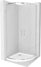 Mexen Rio cabine de duche semicircular 90 x 90 cm, transparente, cromado + base de duche Flat, branco - 863-090-090-01-00-4110