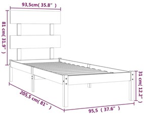 Estrutura de cama 90x200 cm madeira maciça