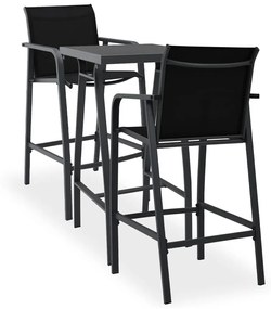 vidaXL 3 pcs conjunto de bar para jardim preto