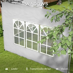 2 Paredes Laterais para Tenda de 3x3 / 3x4 m 295x195 cm Parede de Substituição de Tecido Oxford para Tendas Dobráveis Cinzento Claro