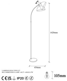 Candeeiro de Chão Varzan – Preto Antigo – 20 x 43 cm