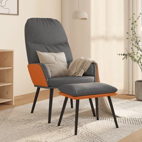 3097364 vidaXL Cadeira de descanso com banco tecido cinzento-claro