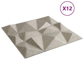 Painéis de parede 12 pcs 50x50 cm 3 m² XPS diamante betão