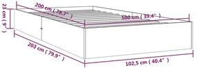 Estrutura de cama 100x200 cm madeira maciça branco