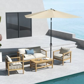 Guarda-sol retangular inclinável de 2 x 3 m com manivela, lona de poliéster impermeável de alta densidade (180 g/m²), cor creme