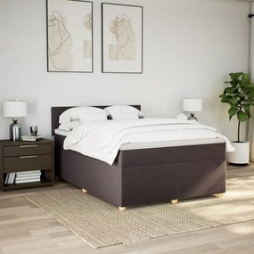 Cama com molas/colchão 160x200 cm tecido castanho-escuro