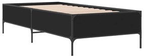 Estrutura de cama 90x190 cm derivados de madeira e metal preto