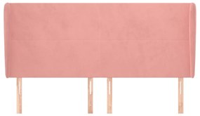 Cabeceira cama c/ abas veludo 183x23x118/128 cm rosa