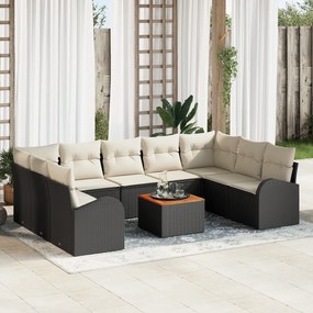 Conjunto de Sofás de Jardim vidaXL de 10 Peças com Almofadas Preto Vim