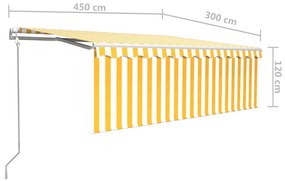 Toldo retrátil automático com estore 4,5x3 m amarelo e branco