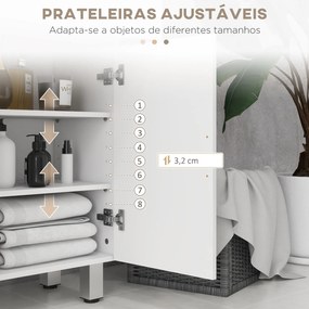 Móvel Auxiliar Casa de Banho 2 Gavetas e Armário 60x30x93 cm Branco