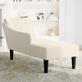 Chaise-longue com apoio de braço direito veludo creme