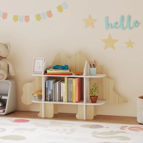Estante infantil para arrumação de brinquedos e livros, com 6 compartimentos, 120 x 28 x 72,2 cm, em madeira natural