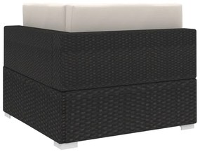 Cadeira de canto seccional c/ almofadões 1 pc vime PE preto