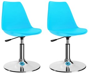 Cadeiras de jantar giratórias 2 pcs couro artificial azul