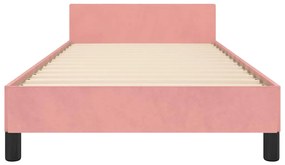 Estrutura cama c/ cabeceira sem colchão 90x200 cm veludo rosa