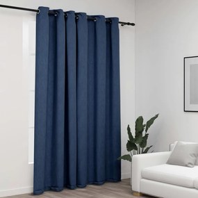 vidaXL Cortina opaca aspeto de linho com ilhós 290x245 cm azul
