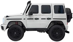 Carro elétrico para Crianças 24V 4x4 200W Mercedes Benz G63 AMG XXL Rodas de EVA, Assento de couro Branco