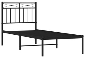 Estrutura de cama metal s/ colchão c/ cabeceira 75x190 cm preto