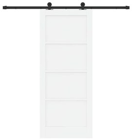 Porta Deslizante com Kit de Hardware Branca 83x202 cm Madeira Sólida d