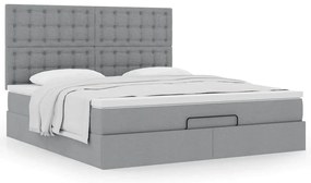 Estrutura cama otomana colchão 160x200 cm tecido cinzento claro