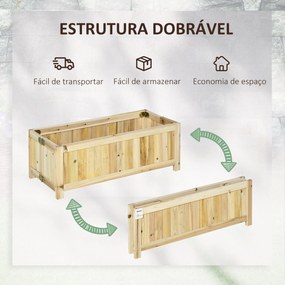 Floreira de Madeira Dobrável 70x30x25 cm – Canteiro Elevado para Culti