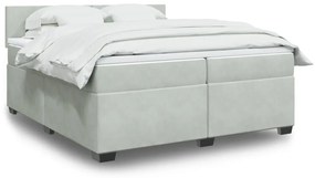 vidaXL Cama com molas/colchão 200x200 cm veludo cinzento-claro