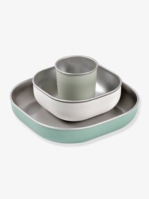 Conjunto de refeição com 3 peças de inox, BEABA verde-salva