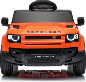 Carro elétrico para Crianças 12V 4x4 Land Rover Defender Rodas de espuma EVA, Assento Couro ecológico, Controlo remoto Laranja
